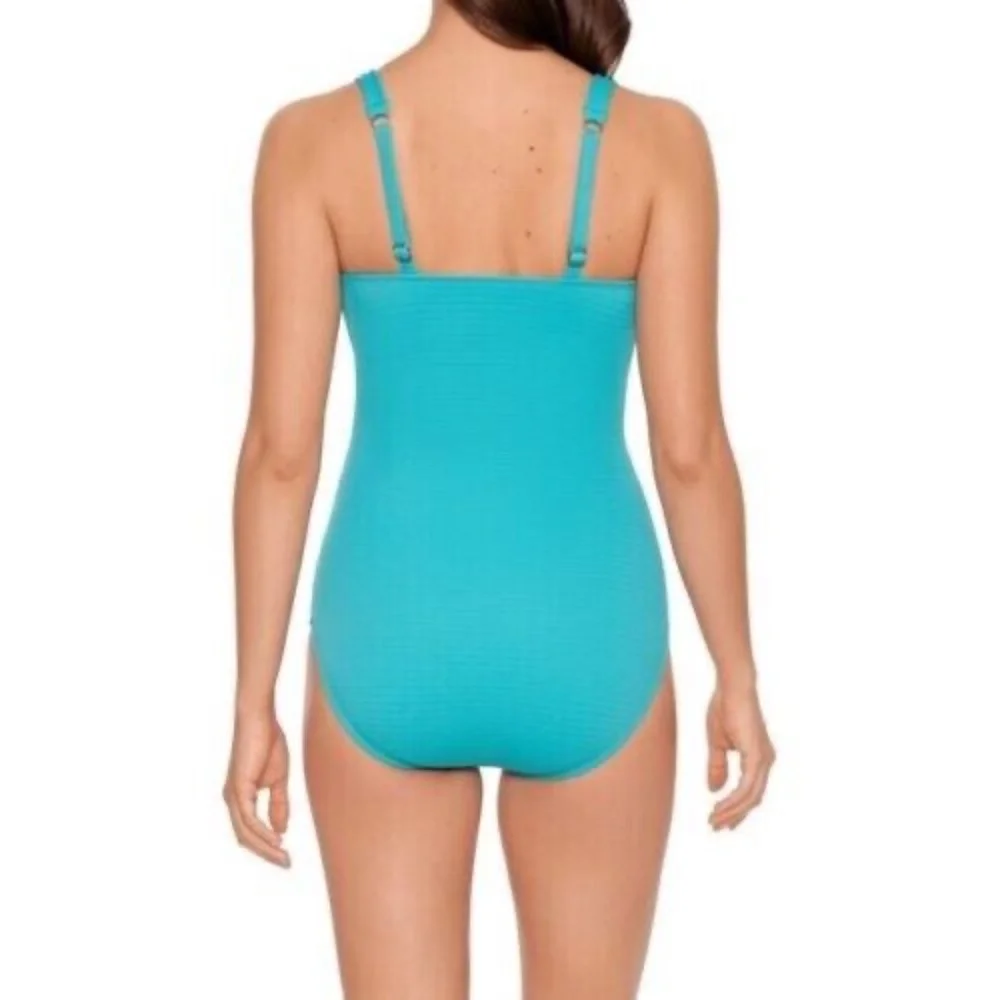 Time and Tru‎ Women's Turquoise Cove Oval One Piece Swimsuit Sz Small (4-6) NWT